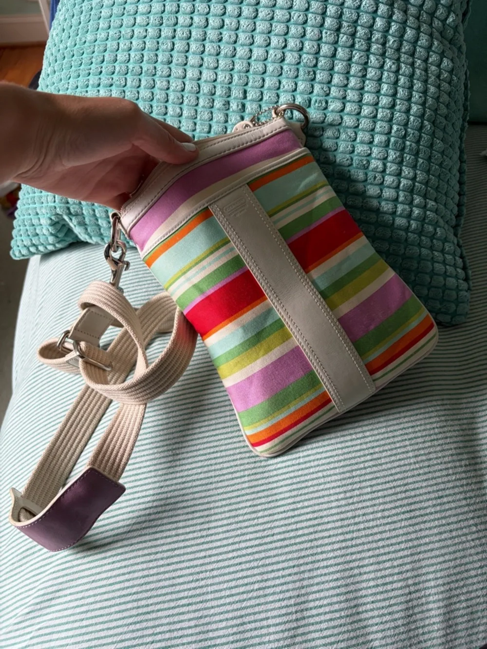 Vintage Y2K Coach Striped Beach Crossbody Bag - Picture 2 of 8